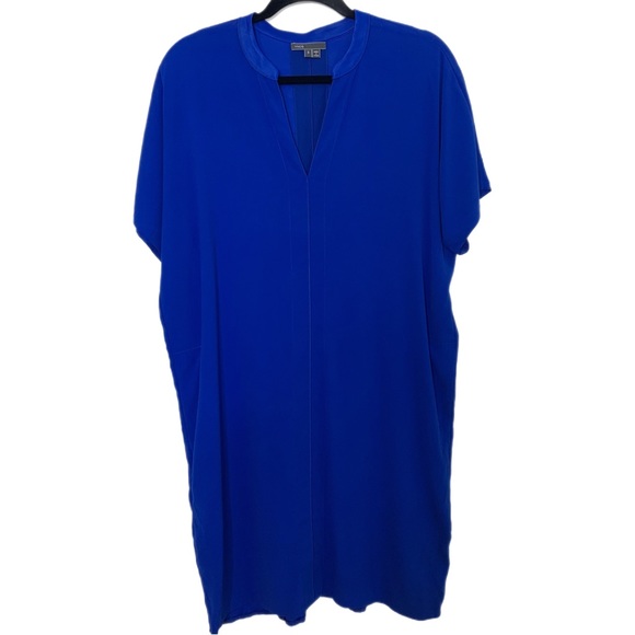Vince Split V-Neck Cobalt Blue Shift Dress size S - Picture 2 of 8